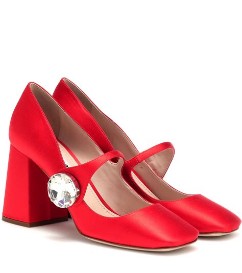 miu miu red satin pumps|miumiu pumps shoes.